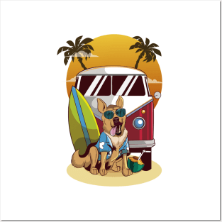 German Shepherd Beaching Posters and Art